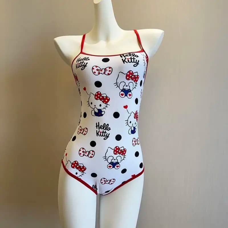 Costume da bagno intero Hello Kitty, in nylon ad asciugatura rapida, professionale, per donna e ragazza, ideale per nuoto e palestra.