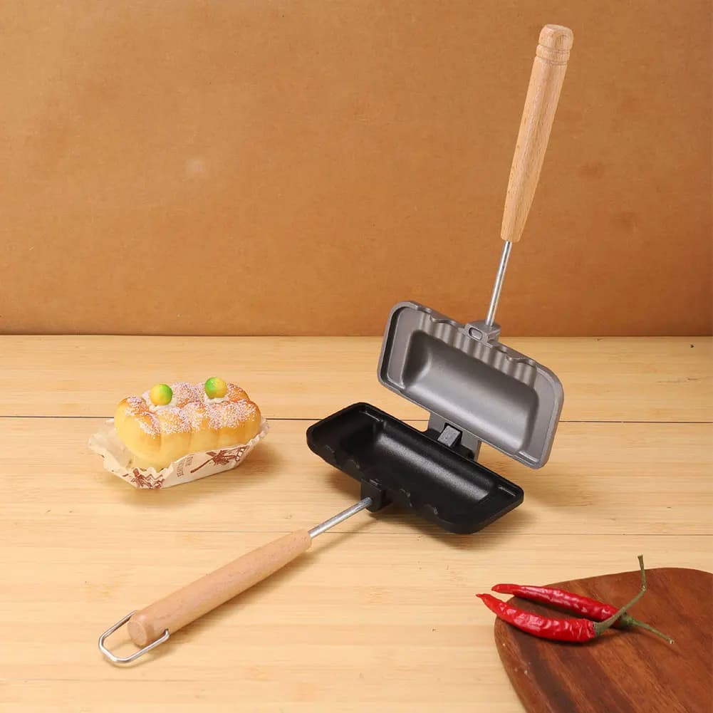 Sandwich Machine Non Stick Aluminum Alloy Double-Sided Sandwich Pan Bread Toast Breakfast Machine Double-Sided Sandwich Fry Pan