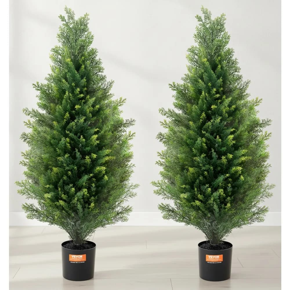 Confezione da 2 alberi di cedro artificiali da 36", piante finte evertine resistenti ai raggi UV per decorazioni domestiche per interni ed esterni