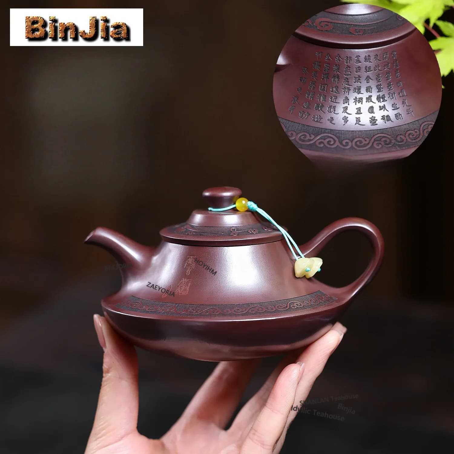 240ml Classic Yixing Purple Clay Teapots Handmade Calligraphy Cloud Furnace Pot Raw Ore Stone Red Mud Kettle Zisha Tea Set Craft