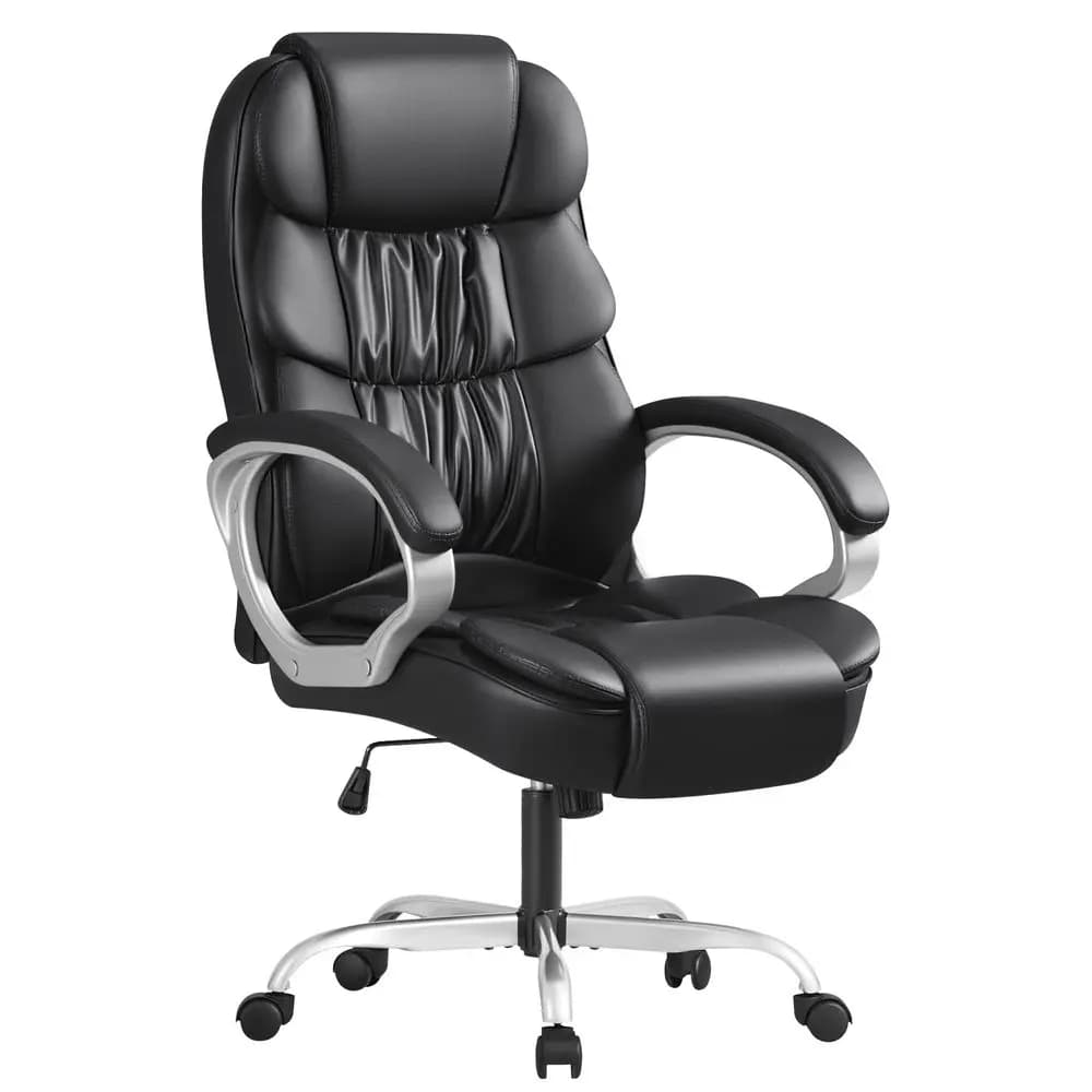 Sedia da Ufficio in Pelle con Schienale Alto, Sedia Ergonomica Direzionale Girevole, Sedia da Scrivania con Supporto Lombare e Imbottitura Morbida