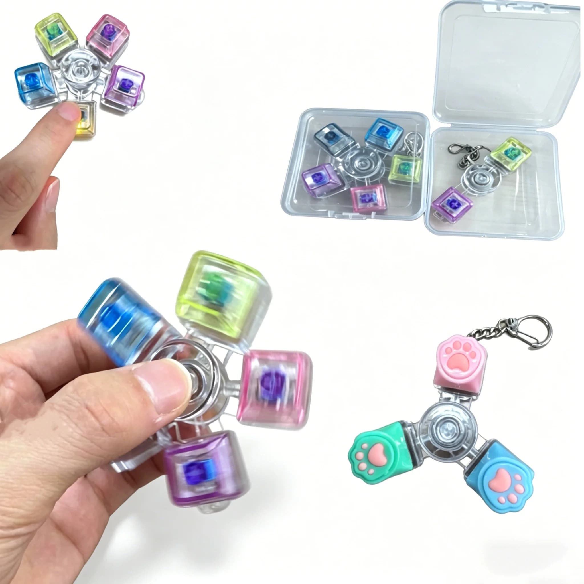 Fidget Spinner Meccanico a Tasti Luminosi, Giocattolo Antistress Portatile con Pulsanti da Tastiera Elettronica, Regalo per Adulti e Adolescenti
