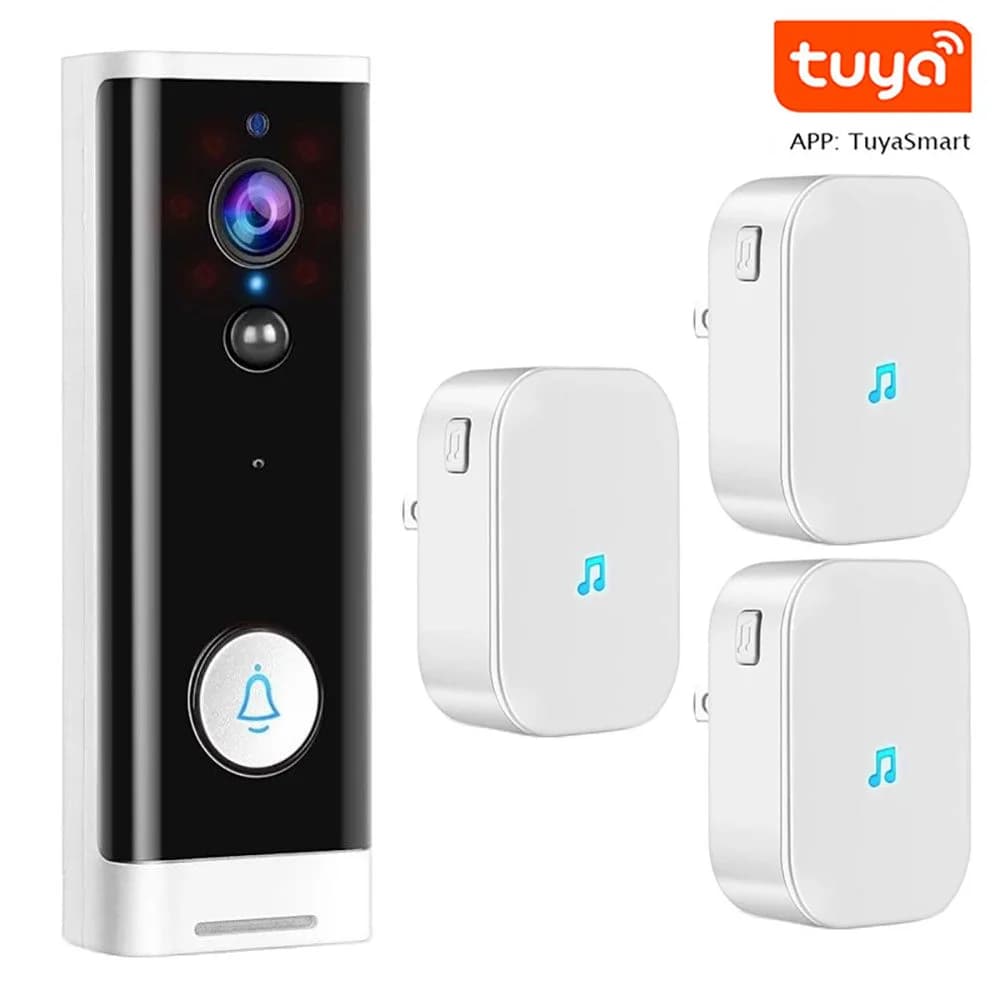 Campanello Intelligente Wireless Tuya con Videocitofono WiFi, Monitor Esterno Impermeabile con Visione Notturna a Infrarossi