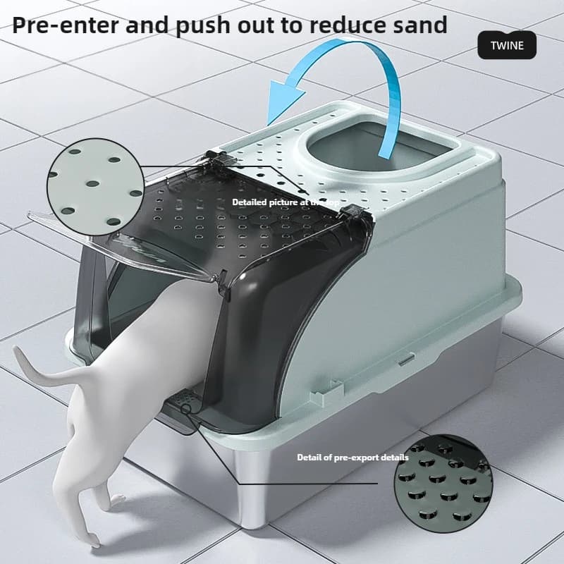 Lettiera per Gatti Extra-Large Completamente Chiusa, Toilette Anti-Odore e Anti-Schizzi, Vassoio per Sabbia Resistente ai Graffi, Lettiera Durevole per Animali Domestici