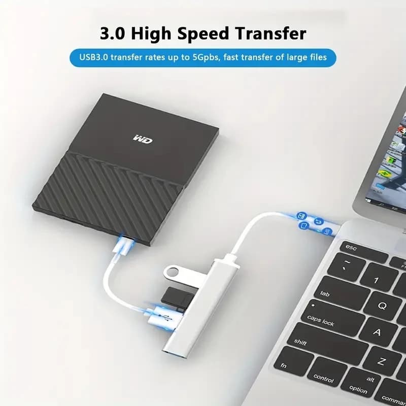 Hub USB C, Adattatore Splitter a 4 Porte Tipo C, Docking Station OTG per Telefono, Macbook Pro 13 15 Air, PC, Laptop, Computer