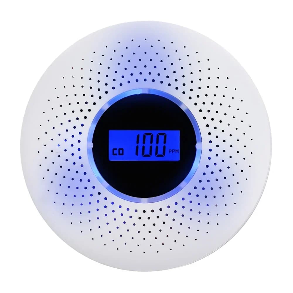 Rilevatore combinato di monossido di carbonio e fumo con display LCD 2 in 1, allarme CO a batteria con avviso sonoro lampeggiante a luce LED
