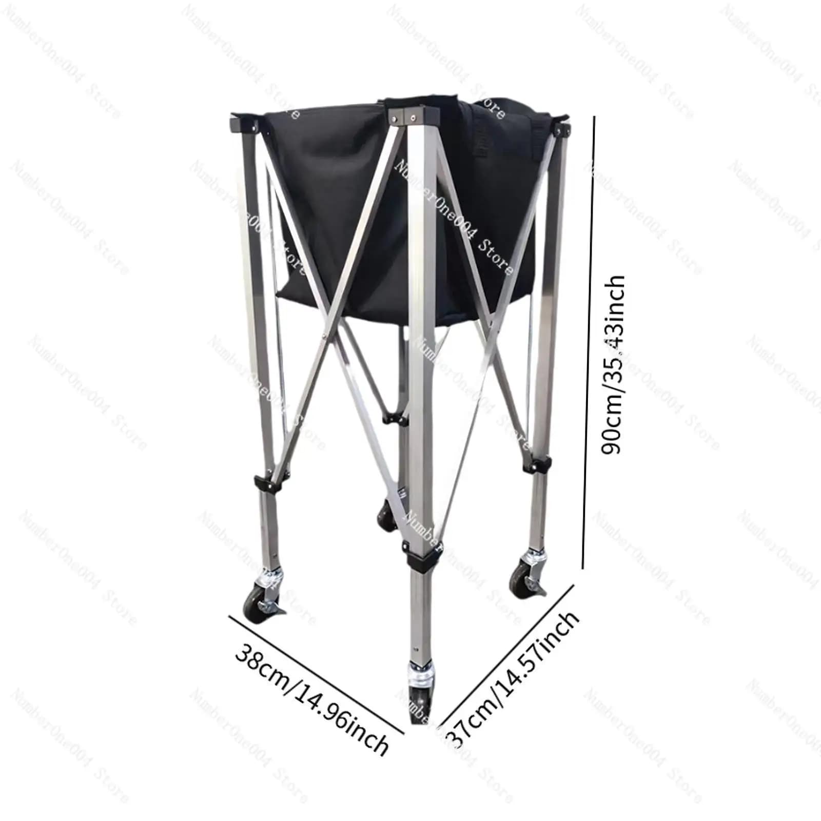 Carrello per palline da tennis con 360 ° Ruote rotanti Pratico robusto carrello pieghevole per palline da tennis con borsa per club