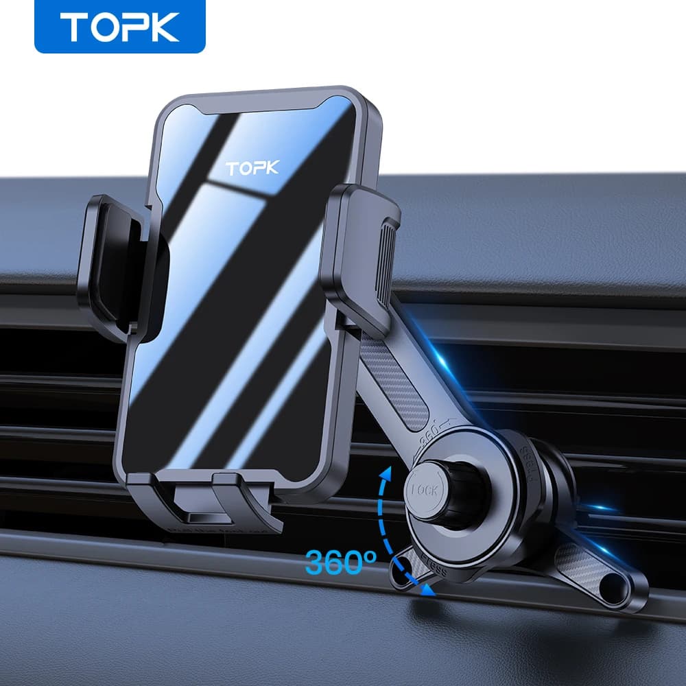 TOPK Supporto per telefono per auto Supporto per presa d'aria per telefoni grandi Custodia spessa Amichevole iPhone 15 14 13 Pro Max Samsung S24 S23 Ultra resistente