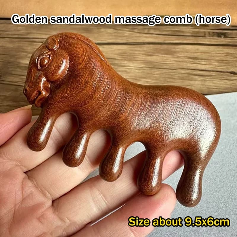 Sandalwood Sweatshirts Zodiac Horse Design Massage comb Massage brush with coarse teeth scalp points