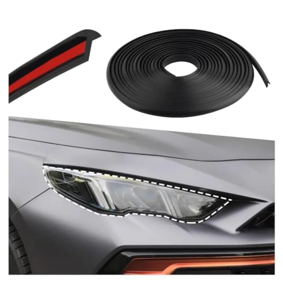 T-Type Car Weather Stripping, 16.4FT Rubber Seal Strip for Headlight Sealant/Car Wheel Eyebrow Rubber Seal, Universal Automotiv