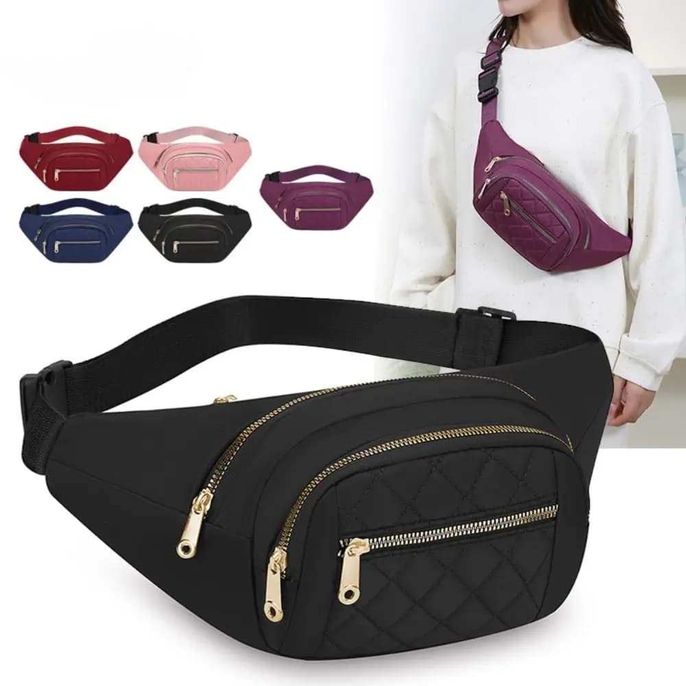 New 3 zippers Women's Chest Bag Oxford Cloth Waterproof Crossbody Bag Multifunctional Large Capacity Running Belt Bags Sport