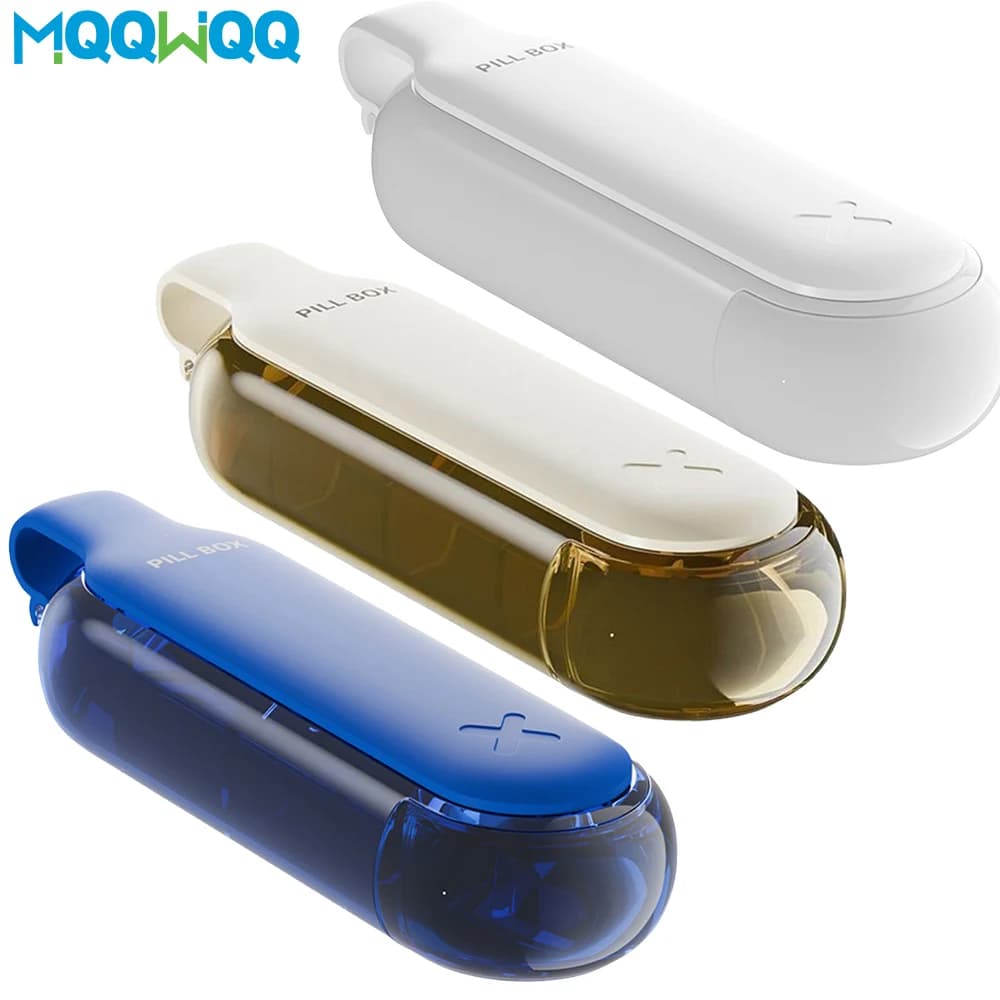 Portable travel pills, 4 compartment napkins, vitamins, cod liver oil, medicines in bag pocket