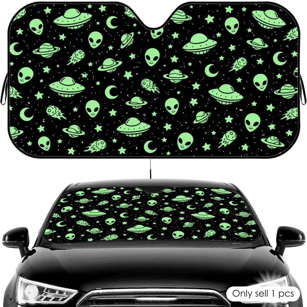 Parasole per Auto con Stampa UFO, Protezione UV, Scudo Termico Pieghevole Universale