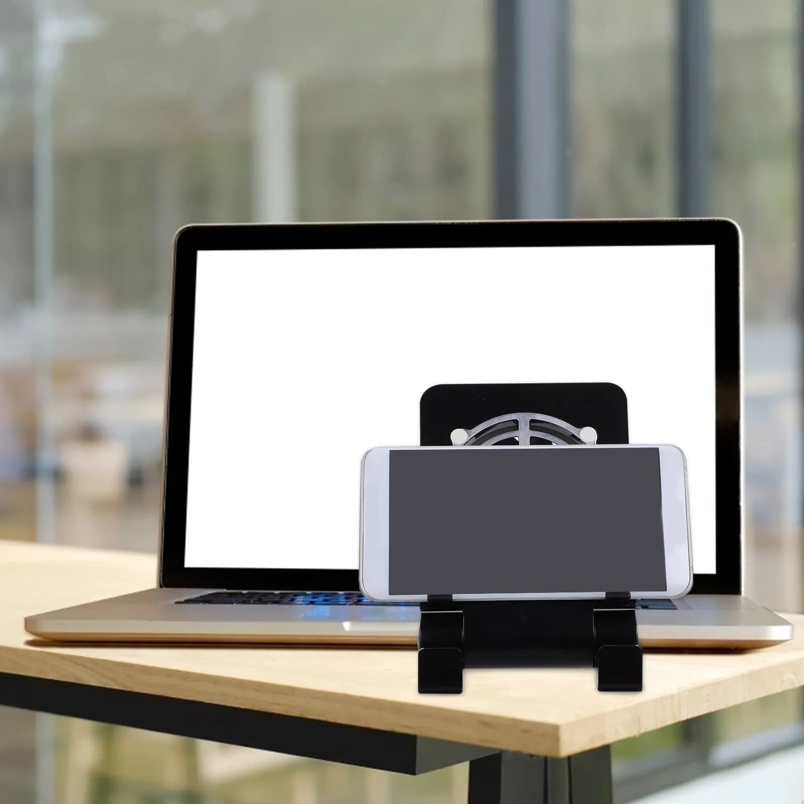Supporto Ergonomico Pieghevole USB con Ventola di Raffreddamento 3-in-1 Silenziosa e Angolo Regolabile a 130 Gradi per Telefono, Laptop, Tablet e Gaming