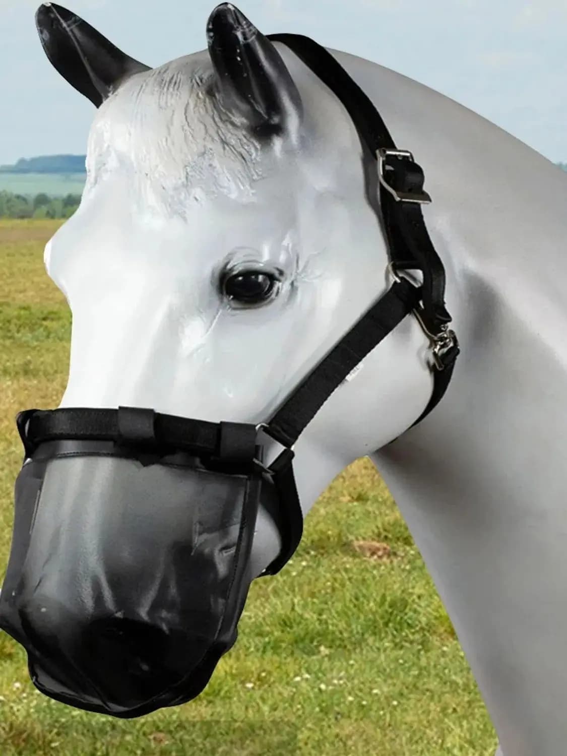 Protezione per zanzare per naso di cavallo Maglia traspirante Maschera per mosche di cavallo Protezione per copertura per naso di cavallo per protezione per il viso di cavallo