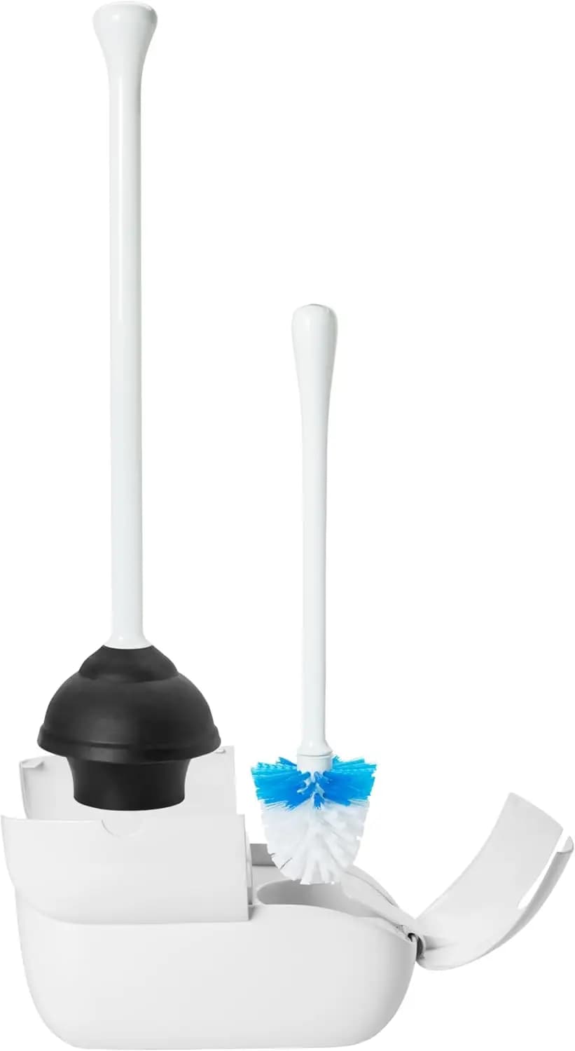 Set scopino e stantuffo compatto per piccoli bagni, design di facile accesso