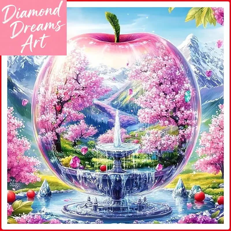 Kit di Pittura Diamante Senza Cornice, Nuovo 2025, Paesaggio con Fiori di Mela, Immagini Fai-da-Te, Mosaico Ricamato, Decorazione per la Casa