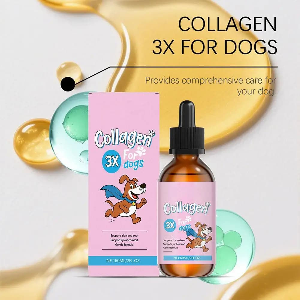 Balsamo per peli di cane da 60 ml, alimento base a base di collagene per animali domestici, combinato con gocce di integratori nutrizionali, formula delicata