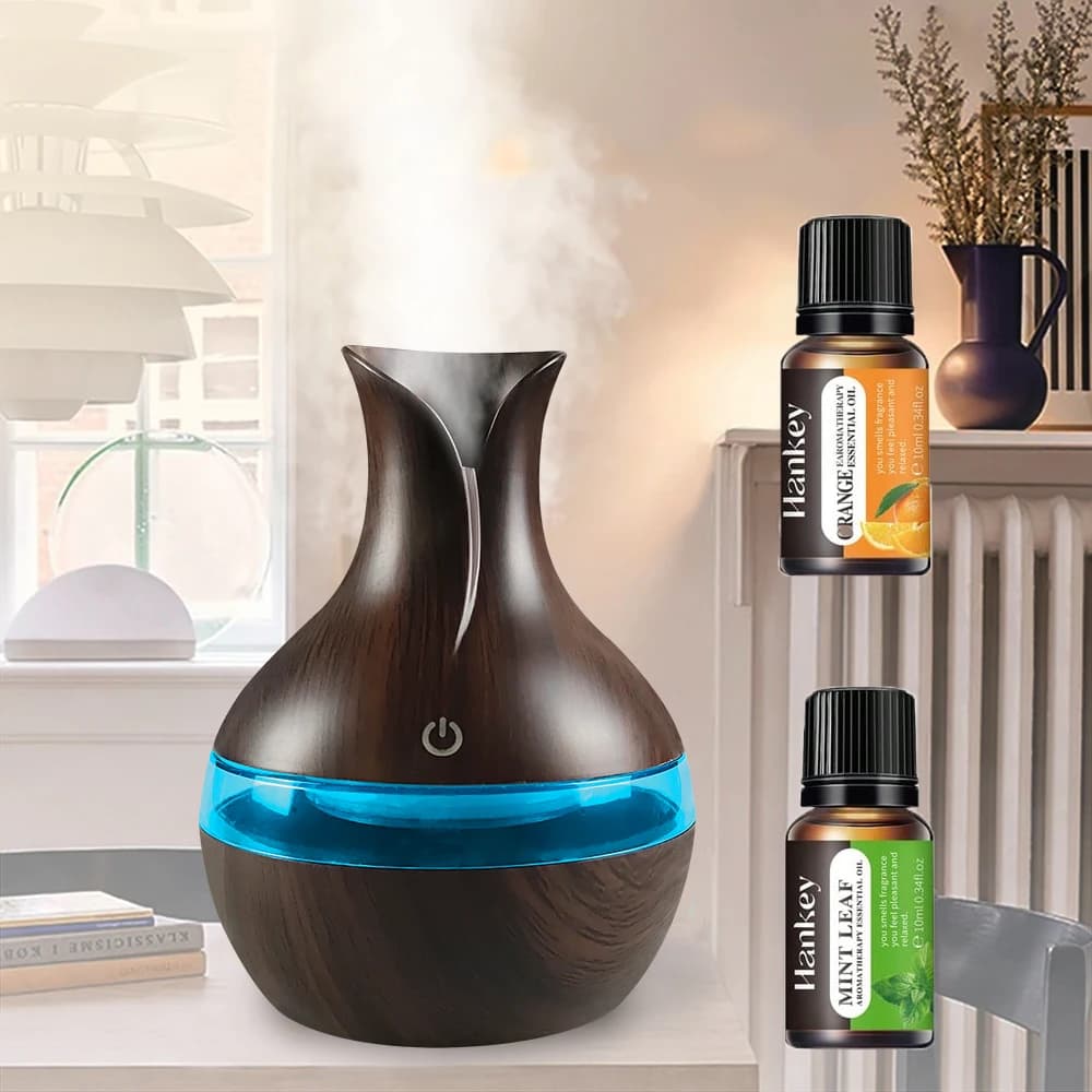 Umidificatore in legno da 300ml per diffusore USB da scrivania con 2 oli lenitivi perfetto per piccoli spazi da viaggio