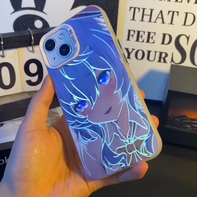 Gioco Genshin Impacts Ganyu Cassa Del Telefono per iPhone 11 12 13 14 15 16 17 Pro Max Plus Air MINI Cute Cartoon Capelli Blu Ragazza copertura