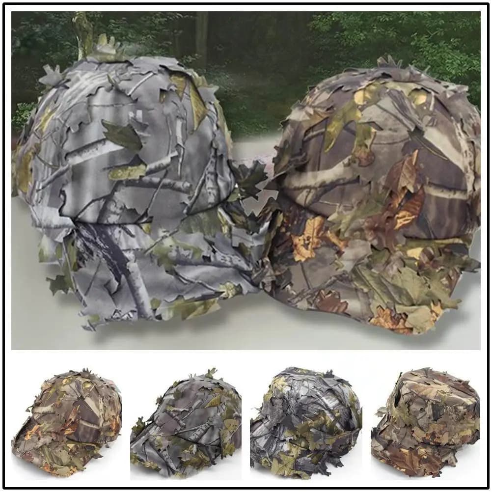 Berretto militare tattico mimetico per esterni con foglia bionica 3D Cappello da caccia mimetico militare Cappello da cecchino nella giungla nascosta Cappello di protezione solare