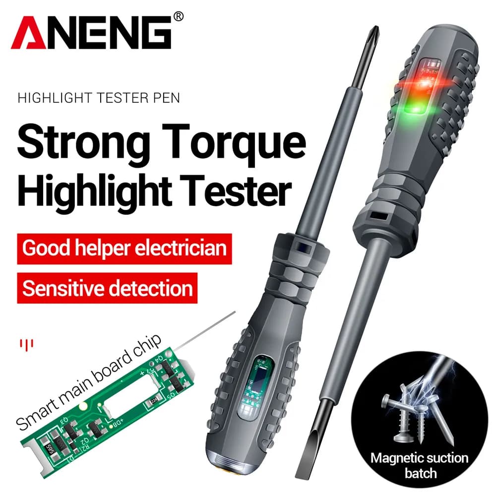 ANENG B05 Parola/Cacciaviti a Croce Lampadina al Neon Indicatore Misuratore Penna Elettricista Isolato Evidenziare Tasca Tester Penna Strumenti
