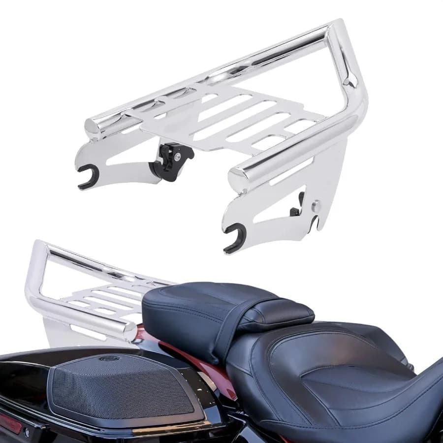 Portapacchi posteriore staccabile con finitura cromata per motociclette Harley Touring Street Glide Electra Glide Road Glide Road King