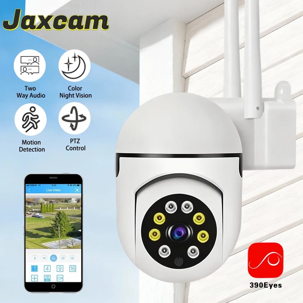 Telecamera di Sicurezza Esterna HD 5MP 355° ° Sistema di videosorveglianza con visione notturna a colori, audio bidirezionale e Wi-Fi 2.4G