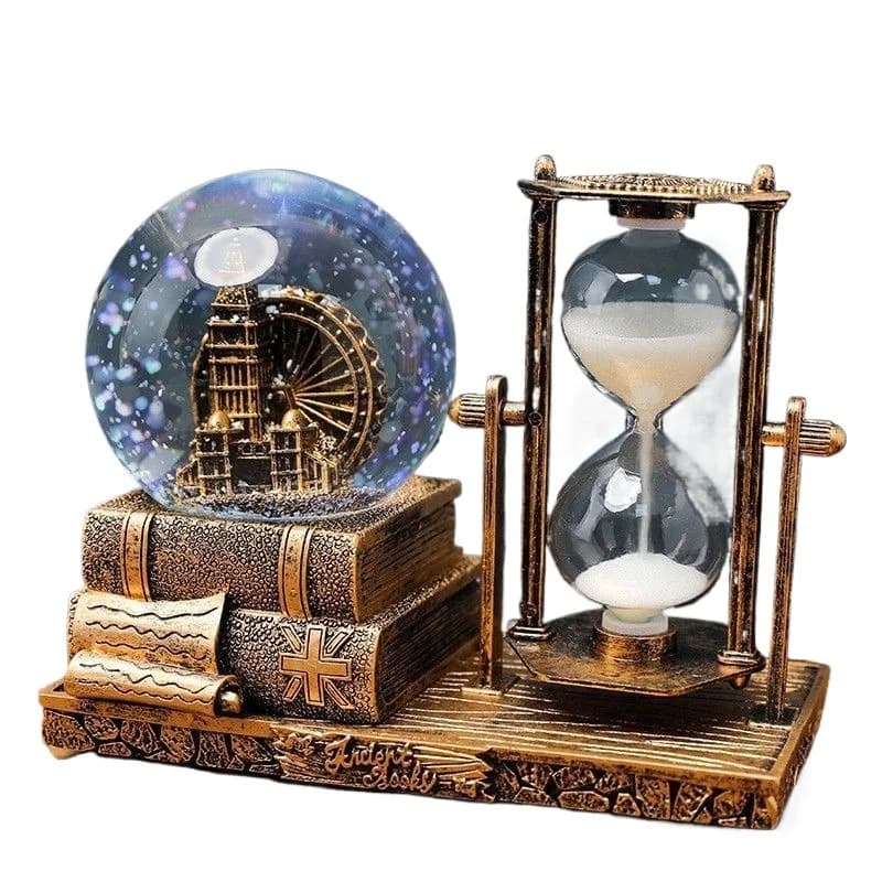 Orologio da polso a torre retrò con sfera di cristallo, carillon di cronometraggio europeo, ornamento decorativo da tavolo luminoso, regalo commemorativo per la laurea