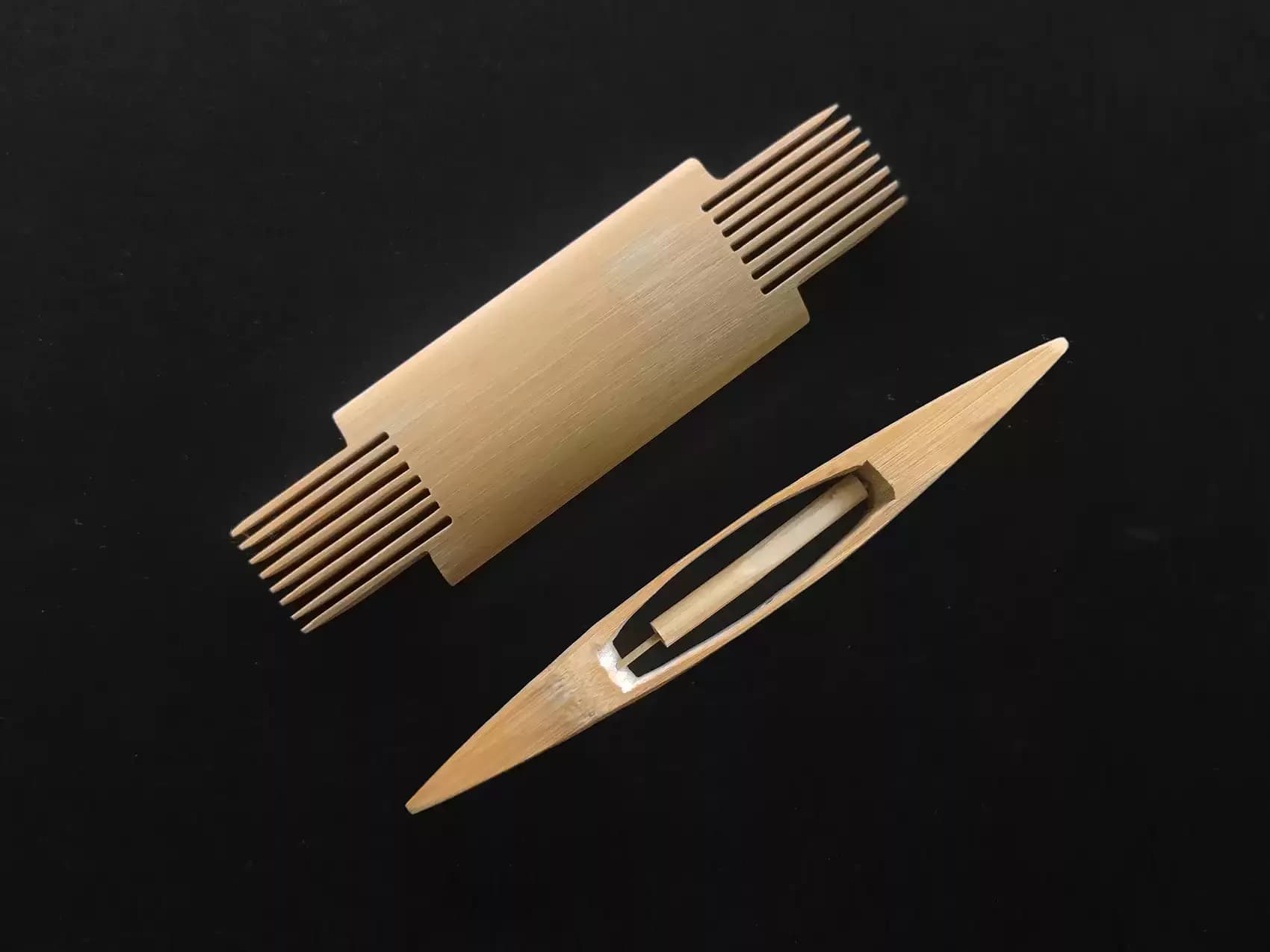 Bamboo Shuttle & Beater for Kesi Loom,Traditional Chinese Silk Weaving Tools, Handmade Weaving Accessories