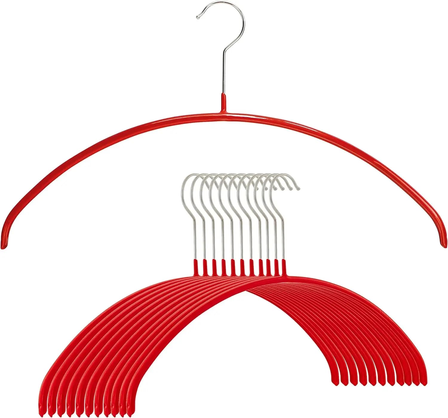 Set di 12 Appendiabiti Antiscivolo Salvaspazio Rossi per Camicie e Vestiti Stile 40/P