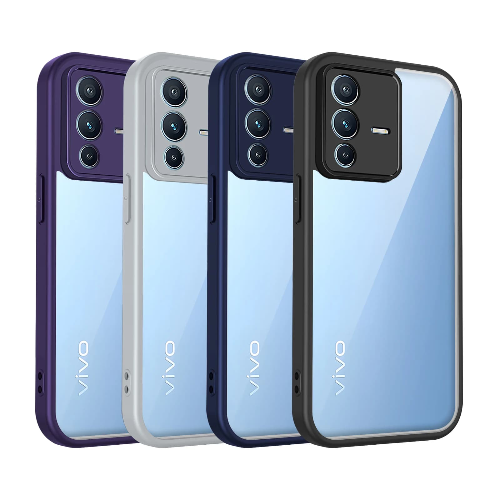 Custodia per Vivo V23, Cover per Vivo V23 5G, Custodia Protettiva in Silicone con Ammortizzazione ad Aria, Cover Posteriore Rigida Trasparente Opaca