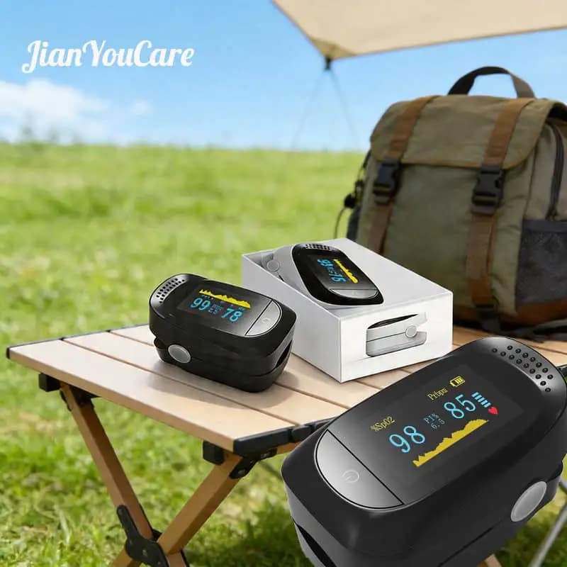 Ossimetro da dito portatile JianYouCare SPO2 PR, monitor di saturazione dell'ossigeno nel sangue e frequenza cardiaca con allarme.