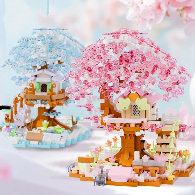 Cherry Blossom House Micro Particle Brick Game Assembly Toy for Kids Adult Flower Sakura Tree Building Block Toy Home Decoration