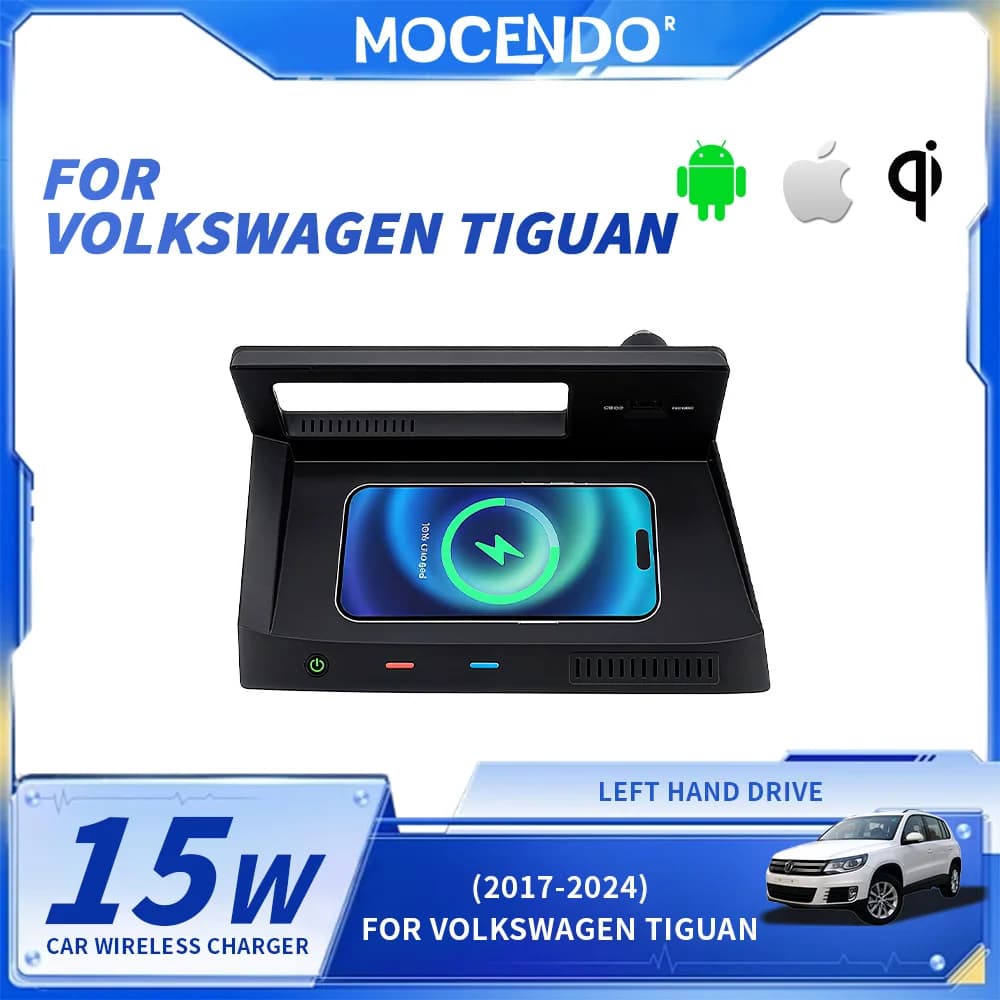 Car Wireless Charging Mat For Volkswagen Tiguan 2017-2024 mobile phone charger fast charging Accessories tuning