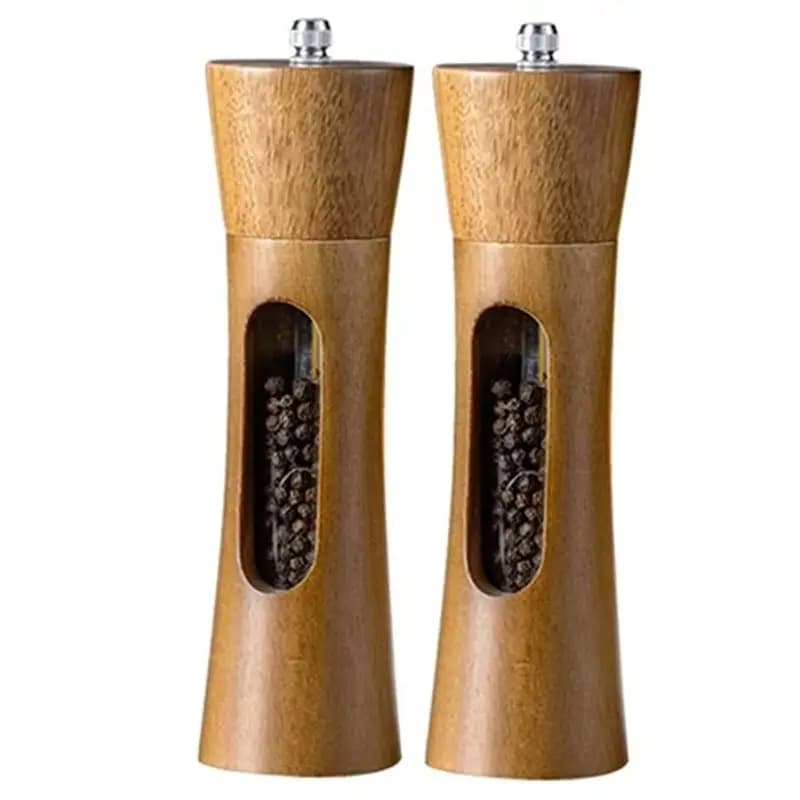 Set di macinapepe in acrilico SYW di Pagoda, macinini manuali in legno per sale e pepe con strumenti per dosare le spezie.