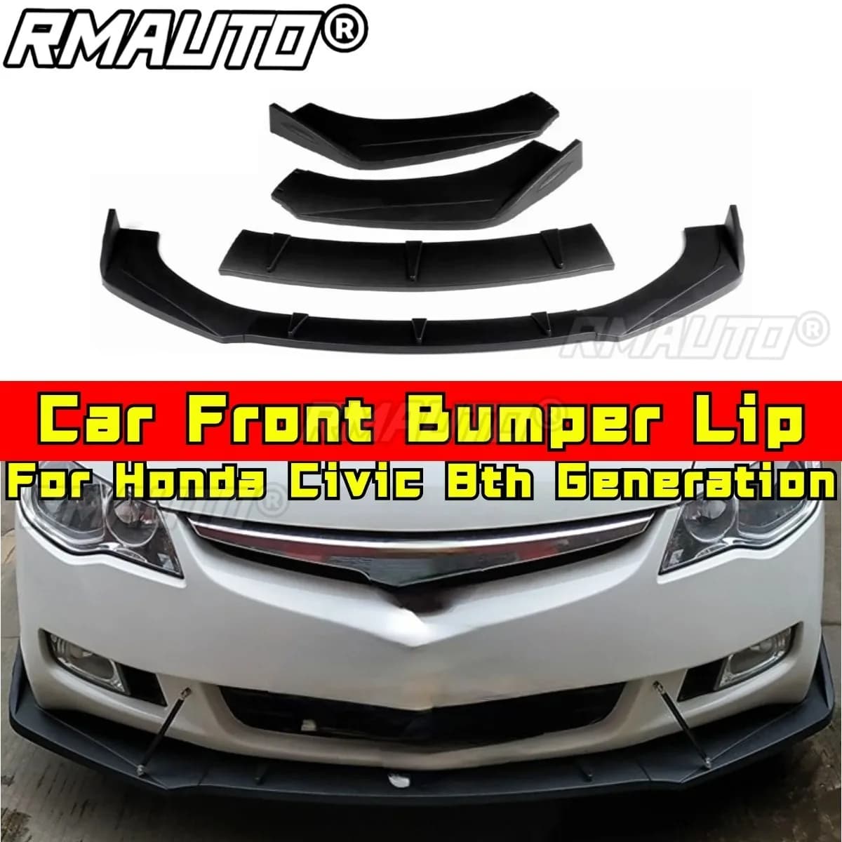 For Honda Civic 8th Generation Car Accessories Front Bumper Lip Car Front Bumper Splitter Diffuser Bumper Protector Body Kit