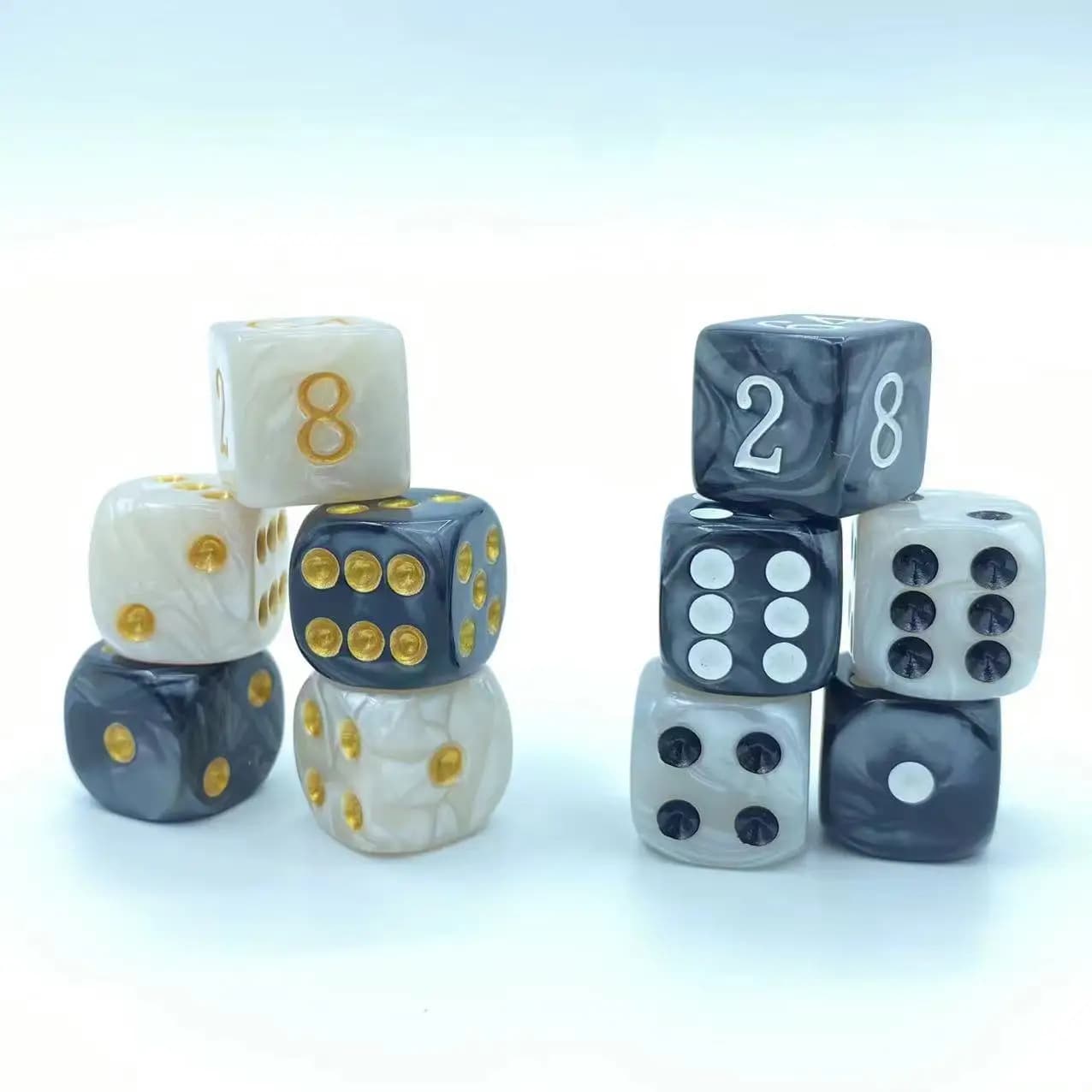 5 pezzi/set dadi perlati cubetti doppianti da 16 mm e quattro dadi con punta perlata da 16 mm per giochi di backgammon