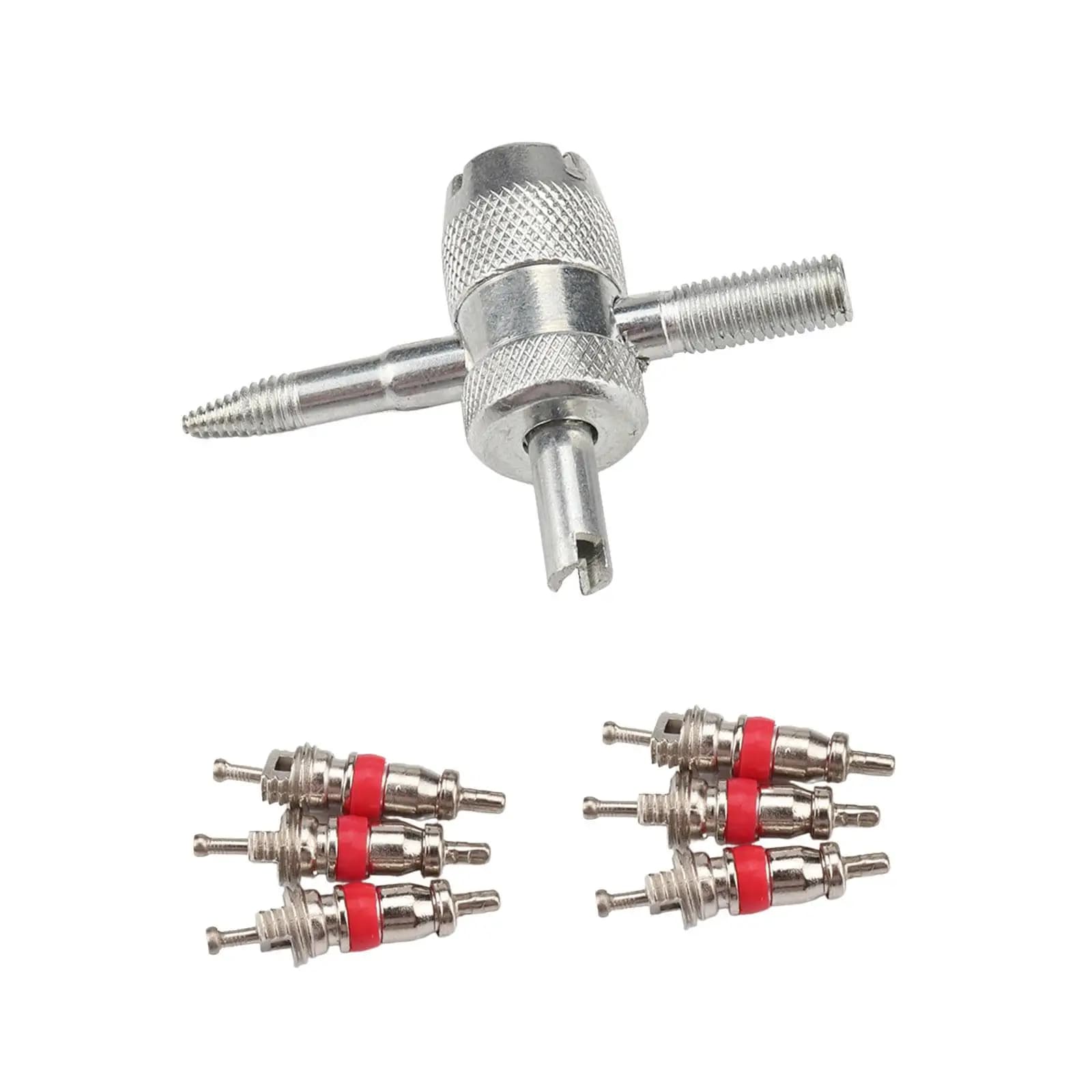 Set di 4 Strumenti per Rimozione e Installazione Valvole, Kit Universale in Lega di Zinco per Auto, Bici, Moto e Aria Condizionata