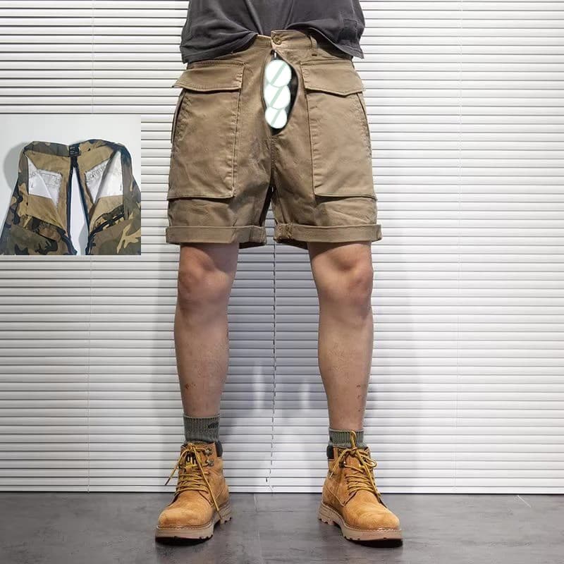 Outdoor Sex Open Crotch Summer Shorts Men Vintage Baggy Big Pockets Cargo Casual Tactical Overalls Sweatpants Y2k Clothes Plus