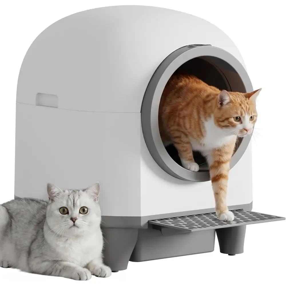 90L Large Capacity Smart Litter Box for City or Multi-Cat Homes with Safeguard Tech, App Control, Odorless Design & Mat/Litter B