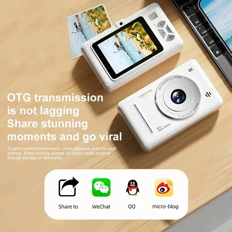 4K 50MP CCD Digital Camera HD IPS Display Autofocus 8X Dual Lens LED Flash Vlogging Student Camcorder Photo Video