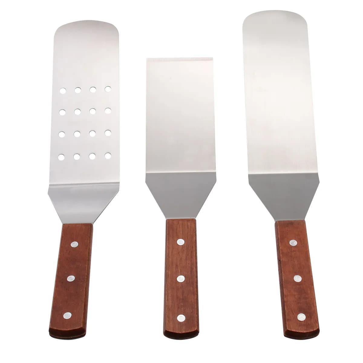 1Set Stainless Steel Pizza Shovel Spatula with Natural Wood Handle Heat Resistant Non Slip Baking Tool for Home Restaurant Bbq