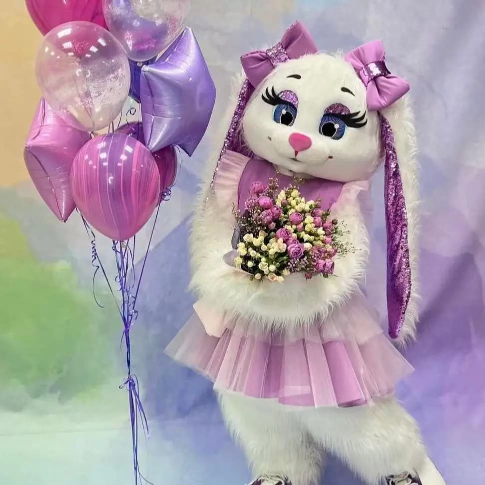 Internet Celebrity Cartoon Mascot Costume Pink Dress Rabbit Couple Animator Cosplay Performance Mascot Fashion Show