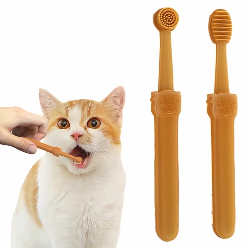 Kit Sbiancante per Denti di Animali Domestici - Spazzolino in Silicone a Doppia Testa e Pasta Enzimatica per Cani/Gatti, Set Estivo per Igiene Orale