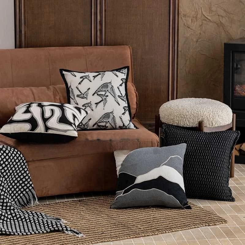 Throw Cushion Cover Simple Light Luxury Nordic Simulation Leather Thickened Living Room Bedroom Comfortable Pillow Case Cover