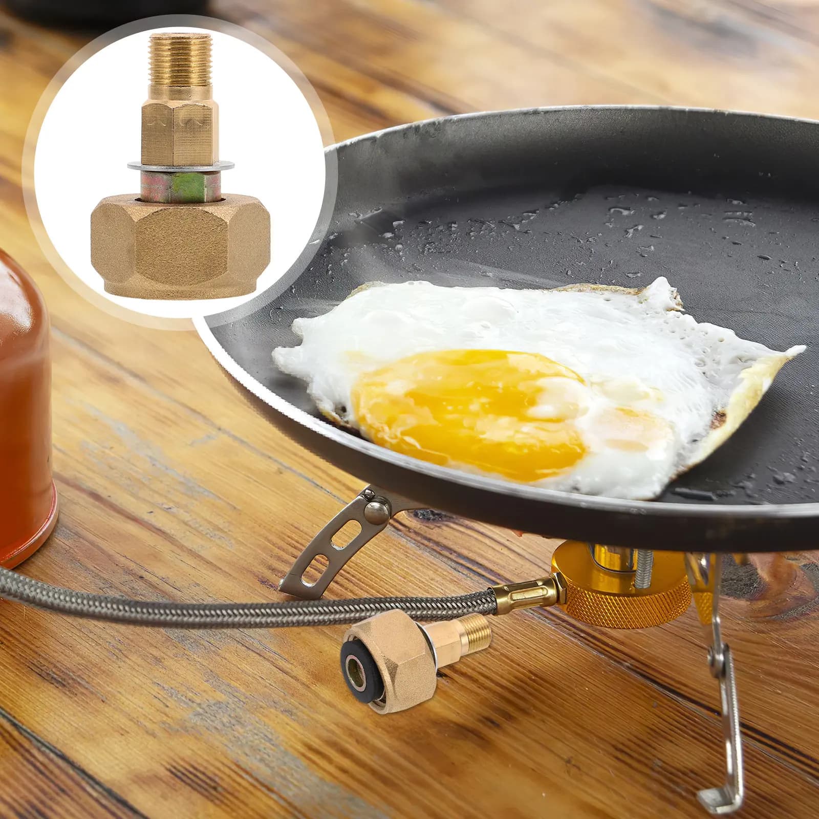 Adapter for gas cylinders, propane charging converter for camping stoves, robust copper design, simple installation, versatile use, hiking