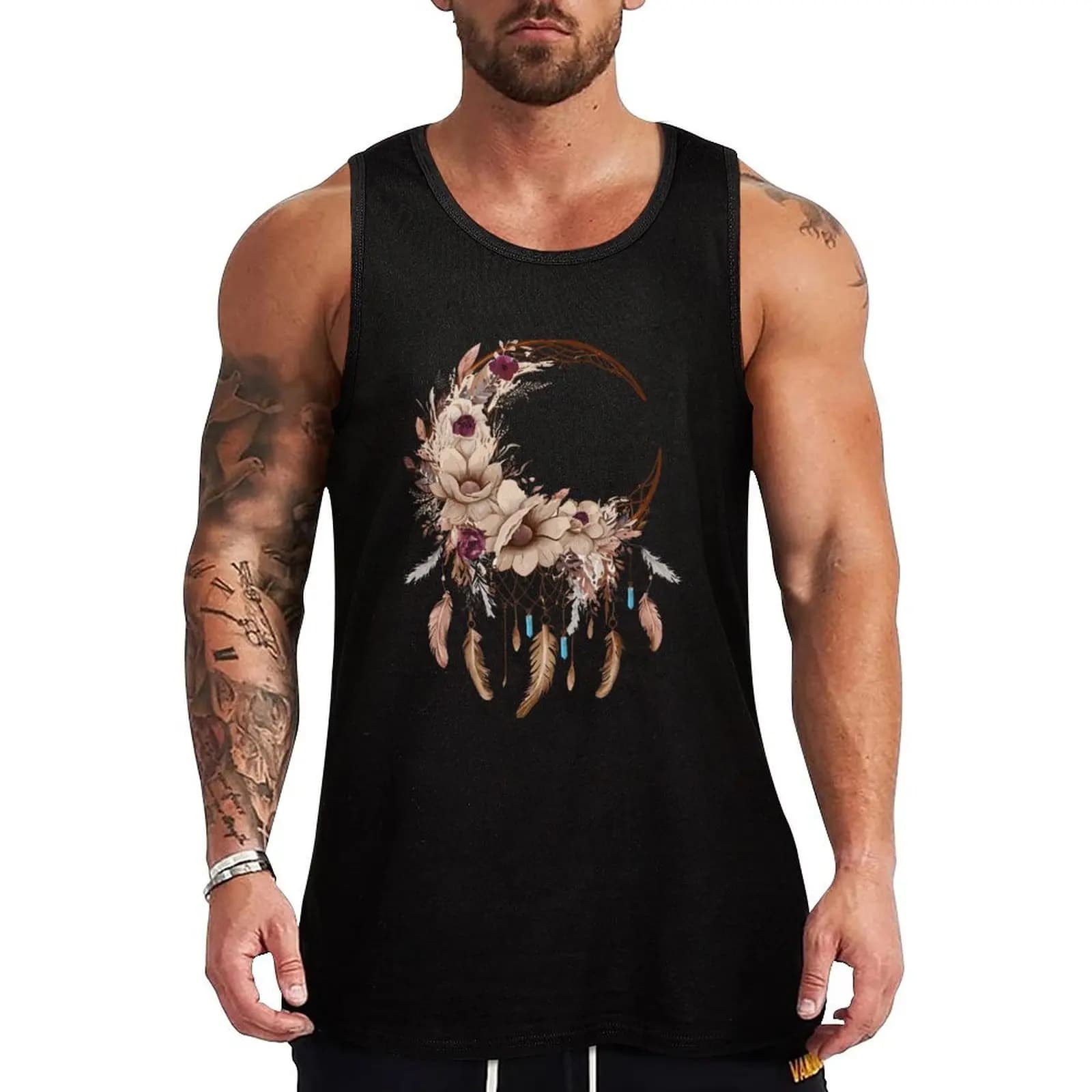 Floral moon Dreamcatcher Tank Top Loose Casual Tank Top Soft Breathable Sleeveless Tee