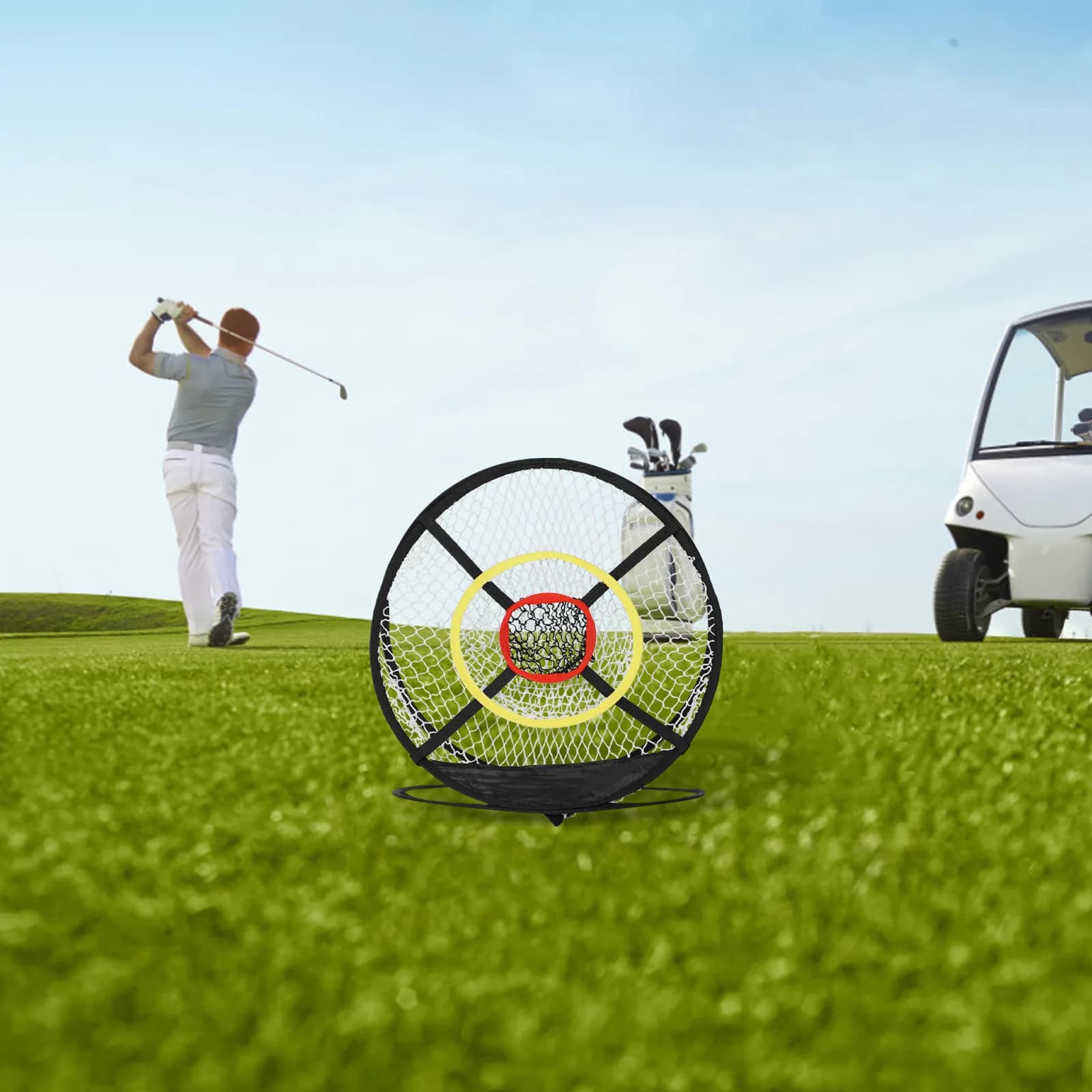 Rete da Golf Pieghevole con Sacca Porta Palline per Allenamento Domestico e all'Aperto, Attrezzatura Portatile per Pratica di Chipping