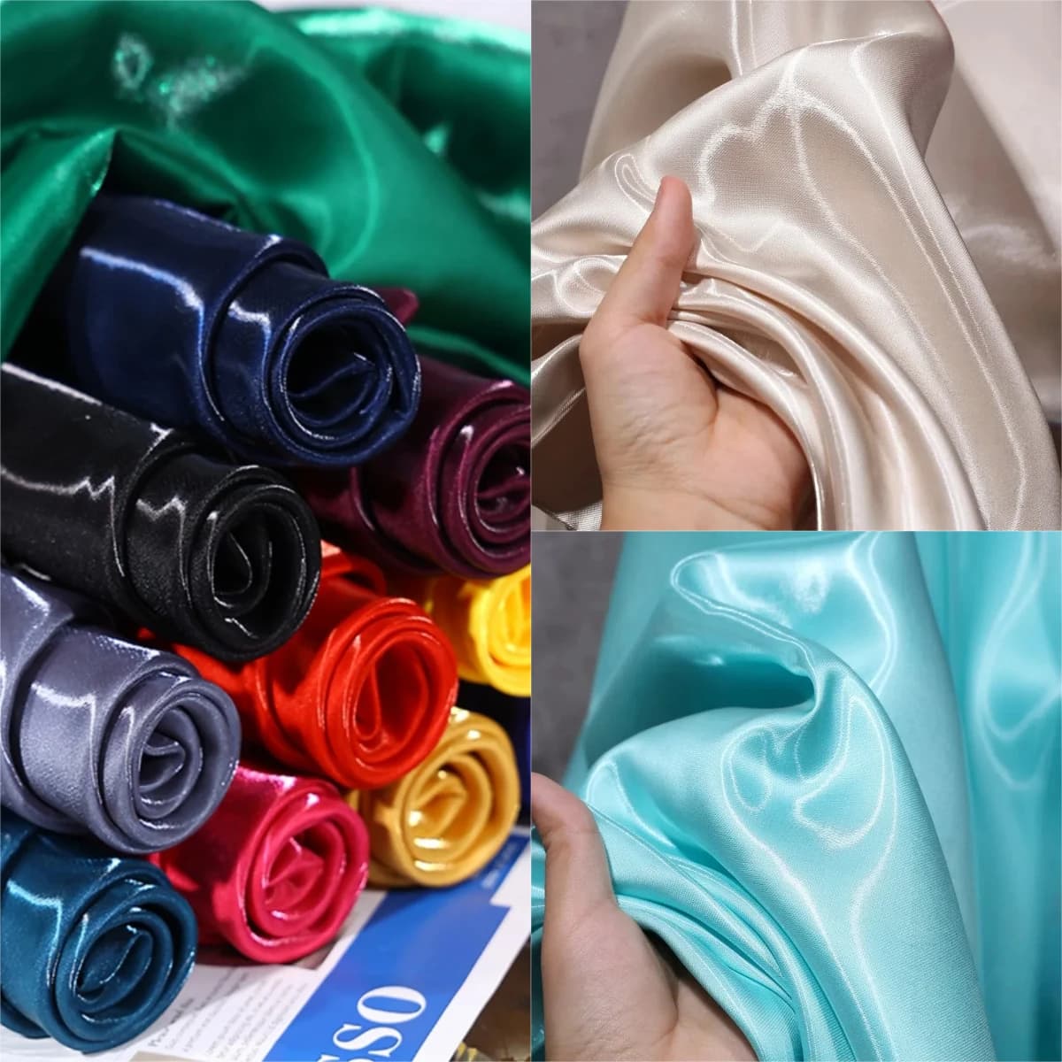 Tessuto Satinato Liquido Lucido di Lusso all'Ingrosso per Abiti da Sposa e da Sera Fai-da-Te, Design Decorativo per Sfondi